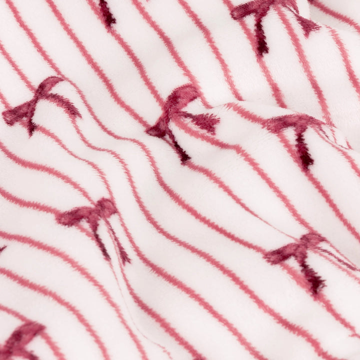 Sherpa Bow Fleece Throw in Silk Pink