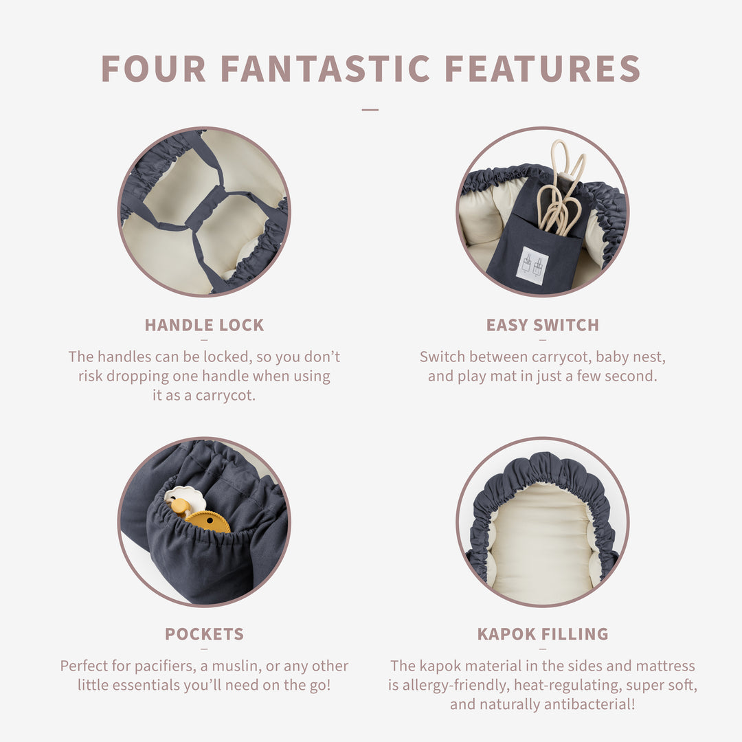 Sebra 3-in-1 Baby Nest in Blue