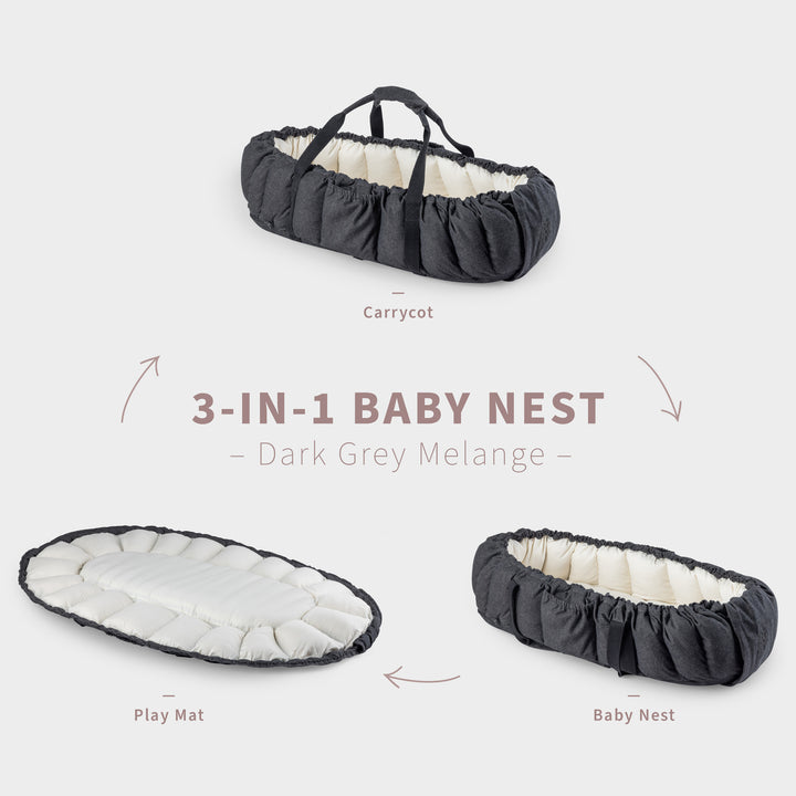 Sebra 3-in-1 Baby Nest in Dark Grey Melange