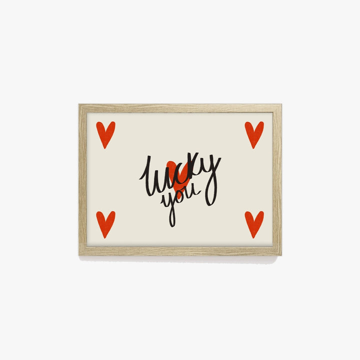 Lucky You Hearts Print Red