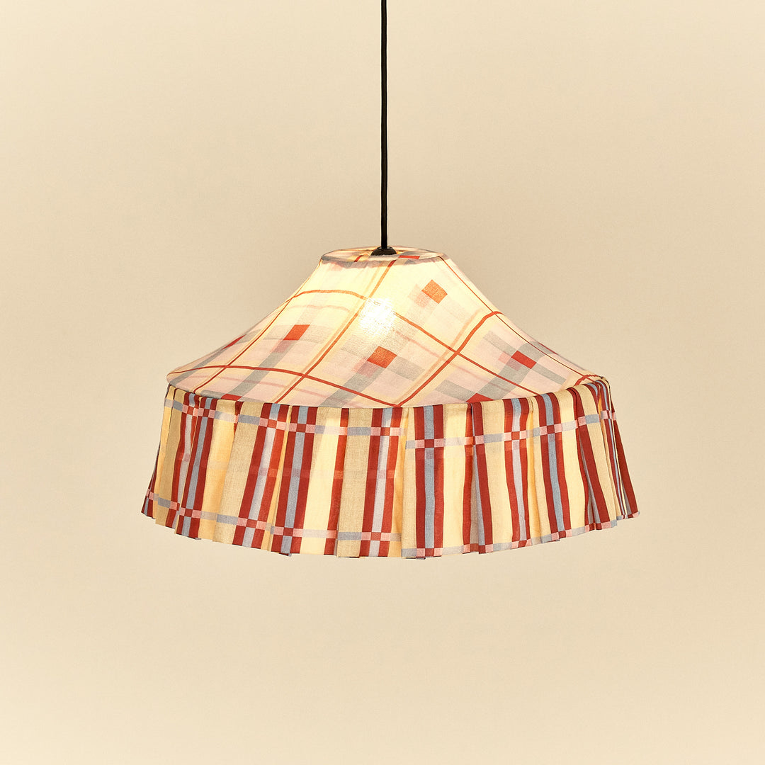 Nododinoz Michelle Lampshade in Yellow Red Checks 50cm