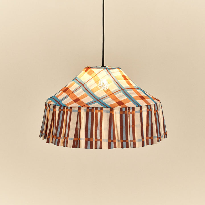 Nododinoz Michelle Lampshade in Brown Blue Checks 50cm
