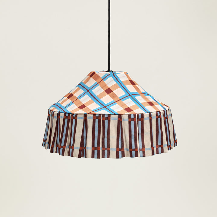 Nododinoz Michelle Lampshade in Brown Blue Checks 50cm