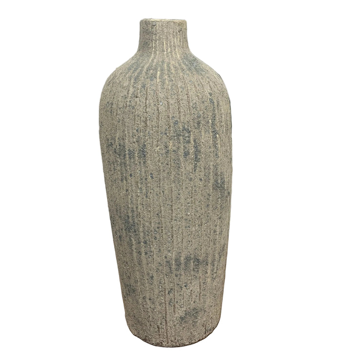 Large Heavy Tall Ribbed Floor Vase