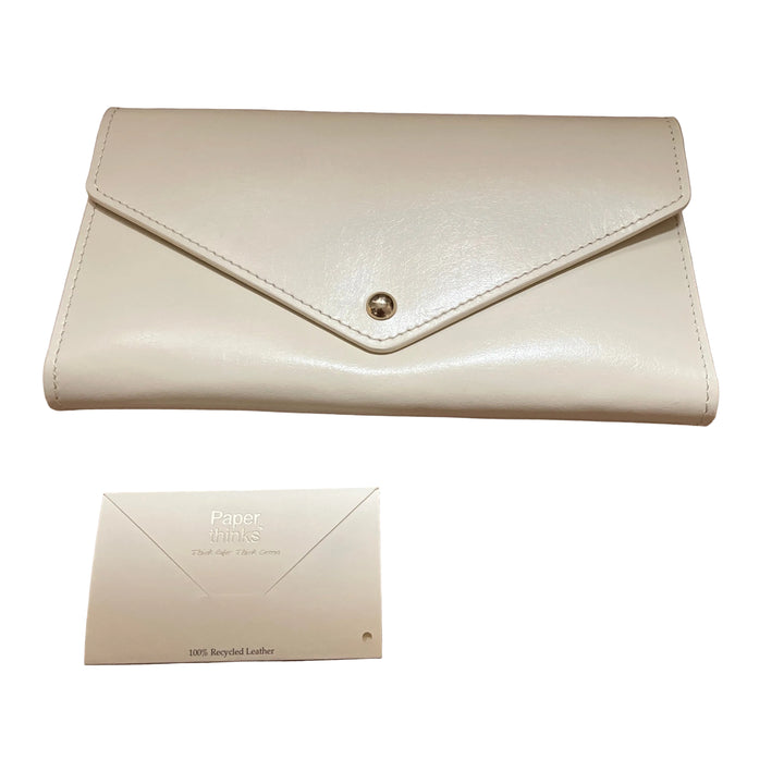 Cream Leather Travel Envelope Purse