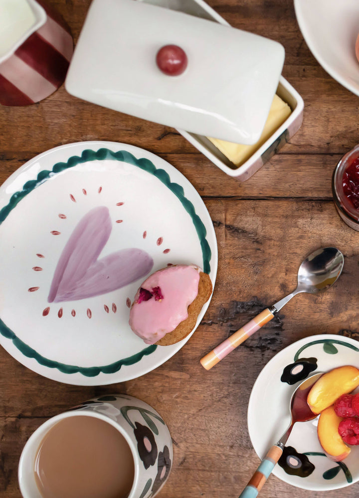 Lilac/Teal Stripe Butter Dish