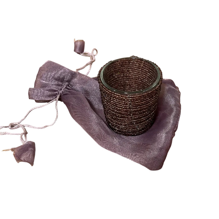 Individual Beaded Glass Tea Light Holder in Gift Bag