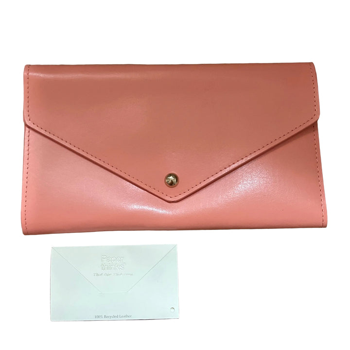Peach Leather Travel Envelope Purse