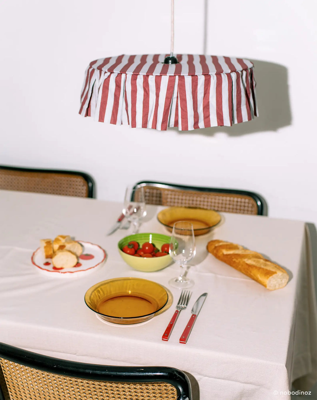 Nododinoz Pendant Lampshade in Maroon Stripes 40cm