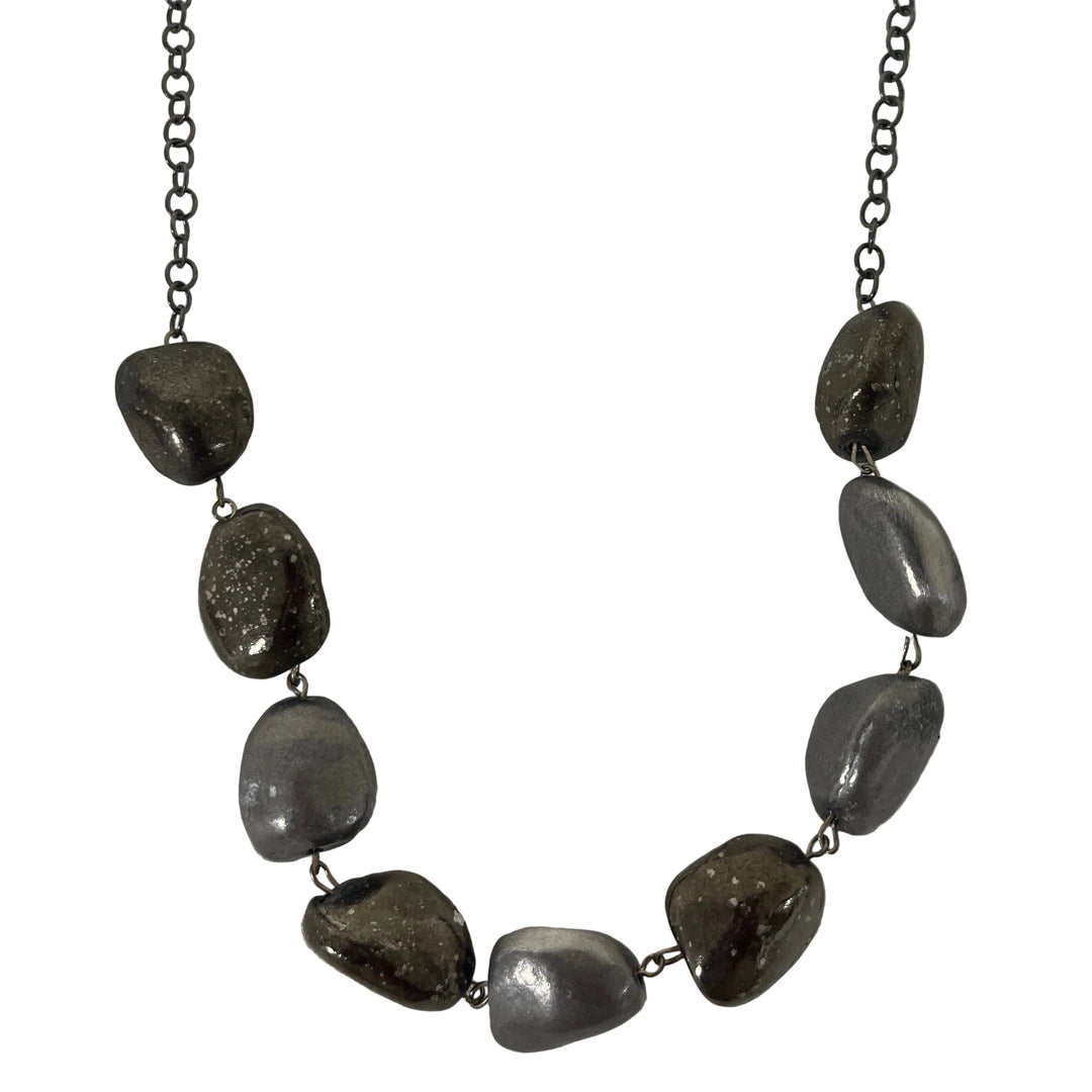 Handmade Metal Beaded Necklace Grey