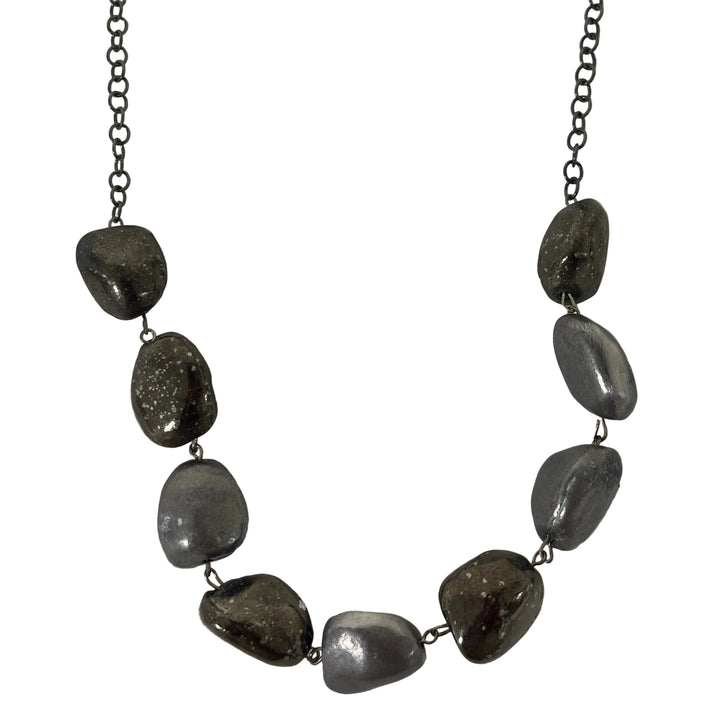 Handmade Metal Beaded Necklace Grey