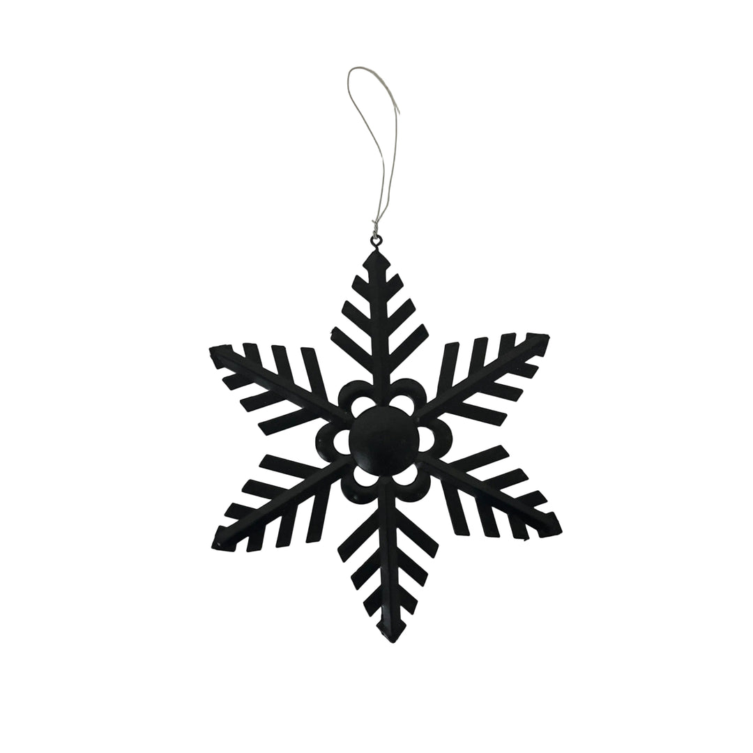 Large Metal Snowflake Hanger Black