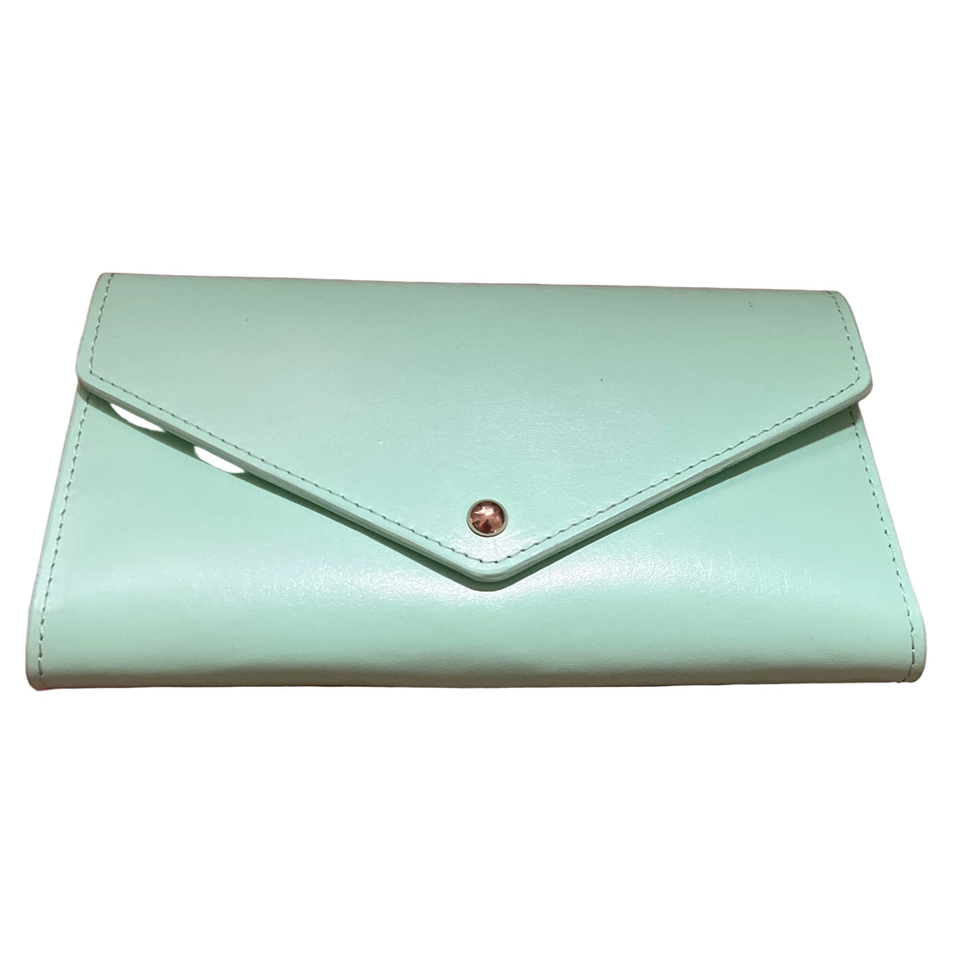 Light Green Leather Travel Envelope Purse