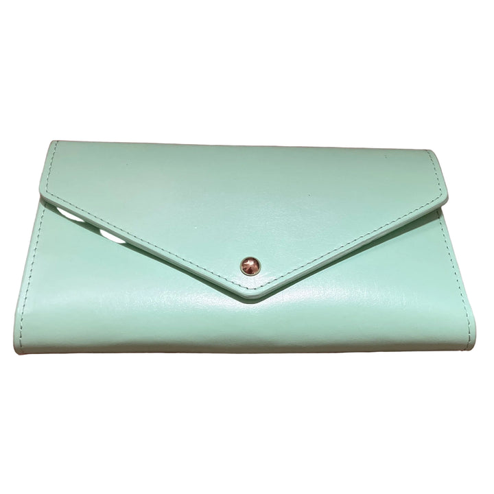 Light Green Leather Travel Envelope Purse