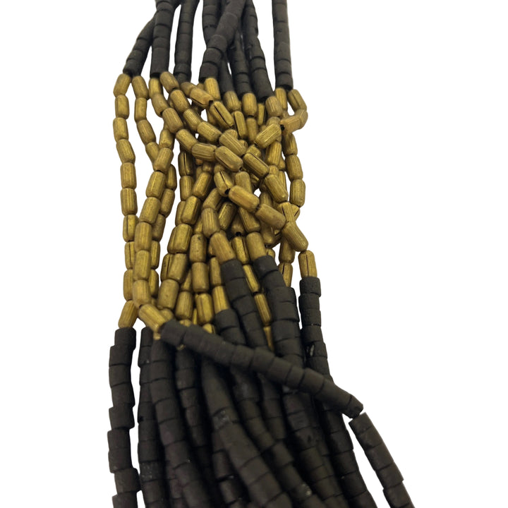 Handmade Metal & Bead Necklace Black/Gold