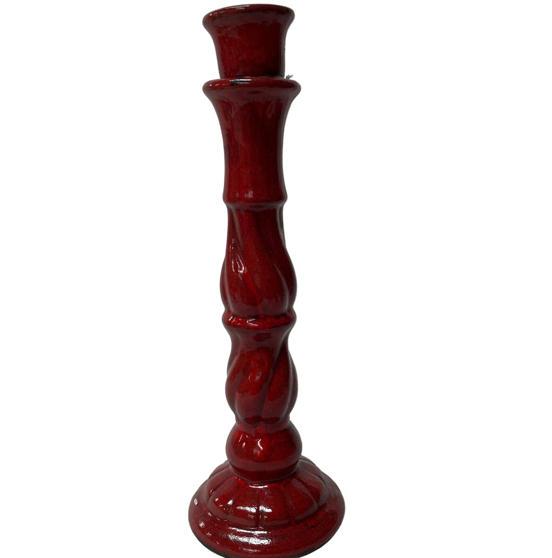 Terracotta Glazed Candle Stick Red