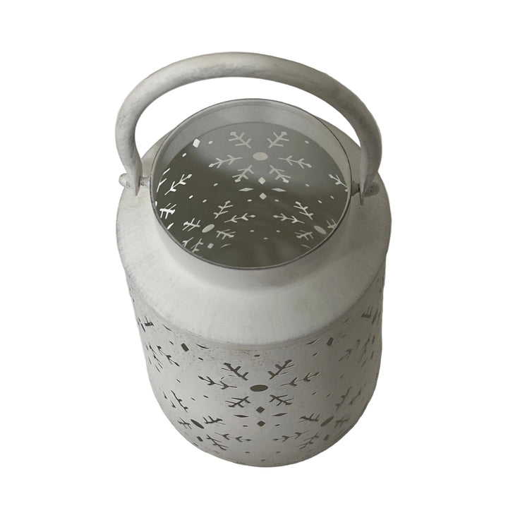Small Metal Snowflake Lantern White