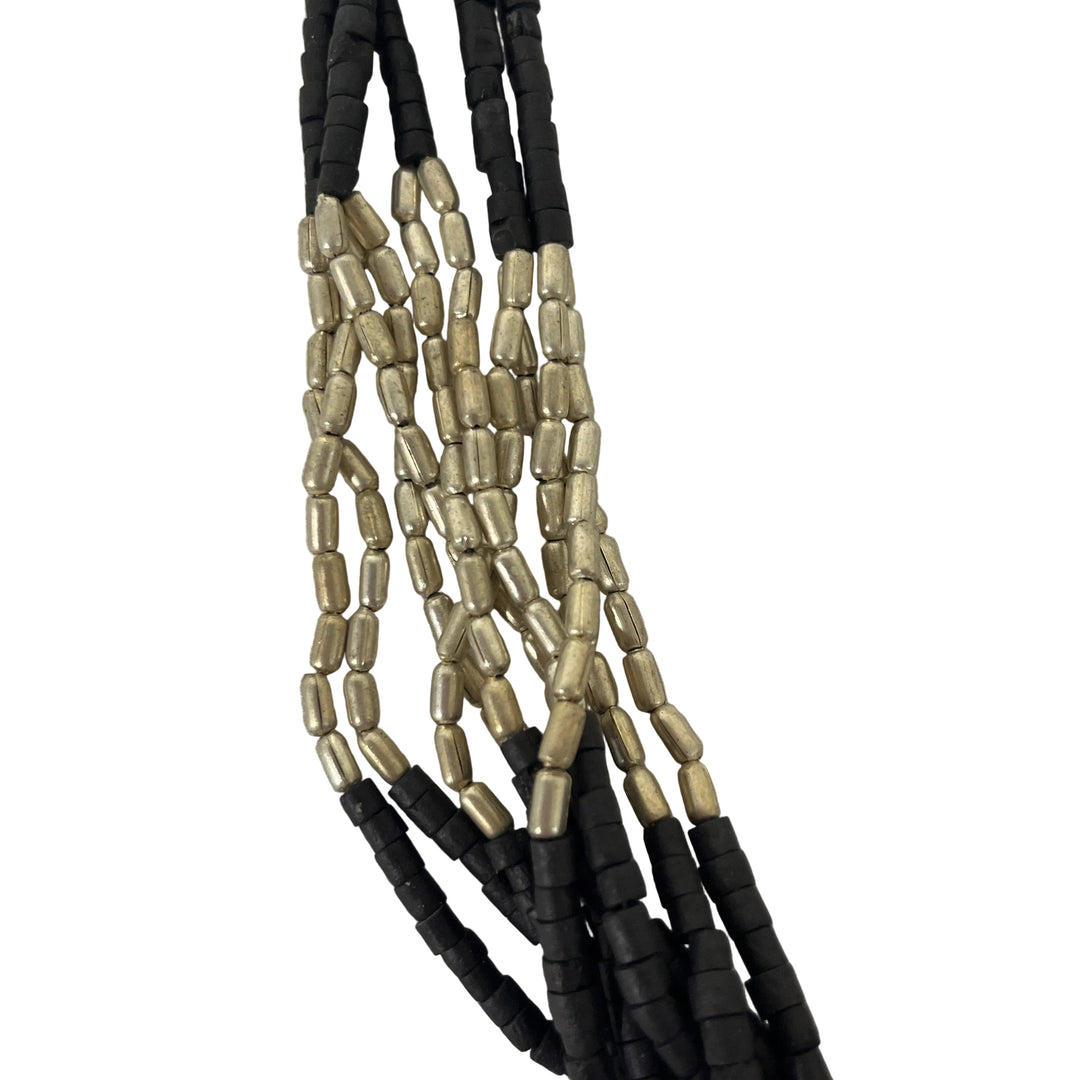 Handmade Metal & Bead Necklace Black/Silver