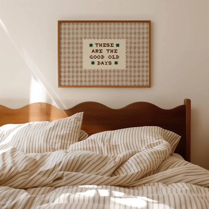 These Are the Good Old Days Gingham Print Brown