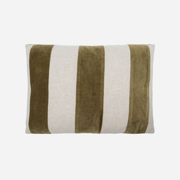 Amber Linen And Velvet Cushion in Olive