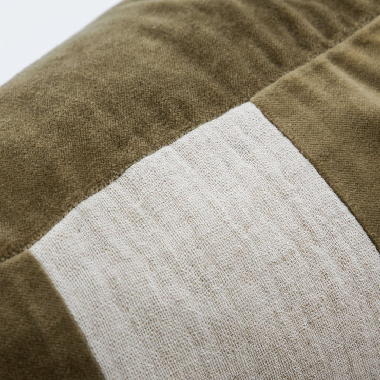 Amber Linen And Velvet Cushion in Olive