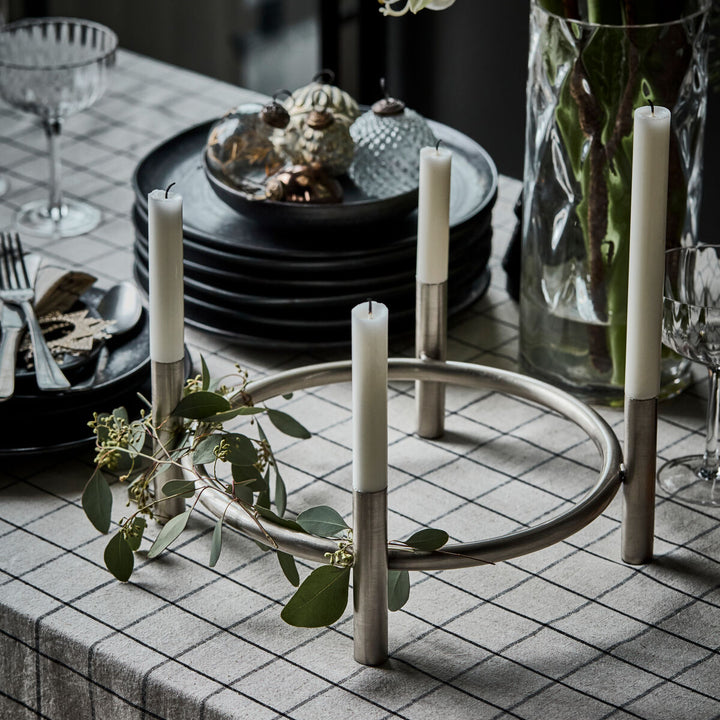 Antique Silver Finish Candle Holder