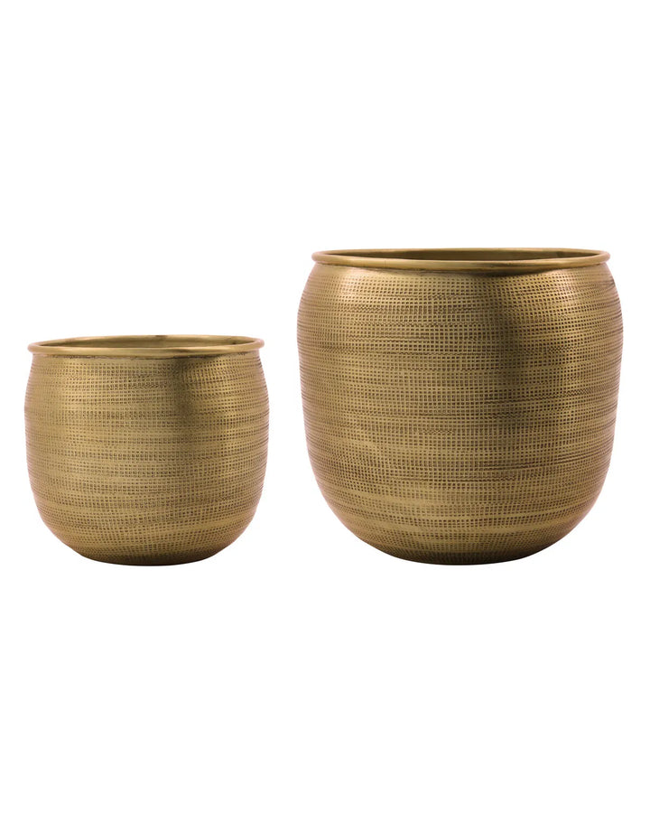 Set of 2 Antique Gold Planters