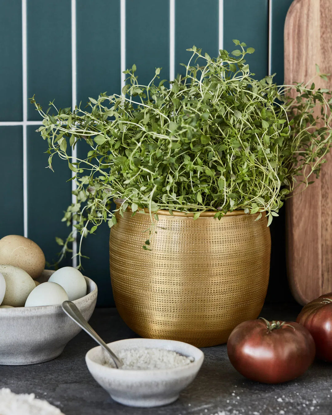 Set of 2 Antique Gold Planters