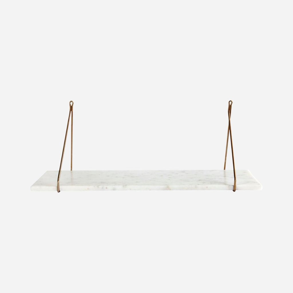 White Marble Shelf with Gold Brackets