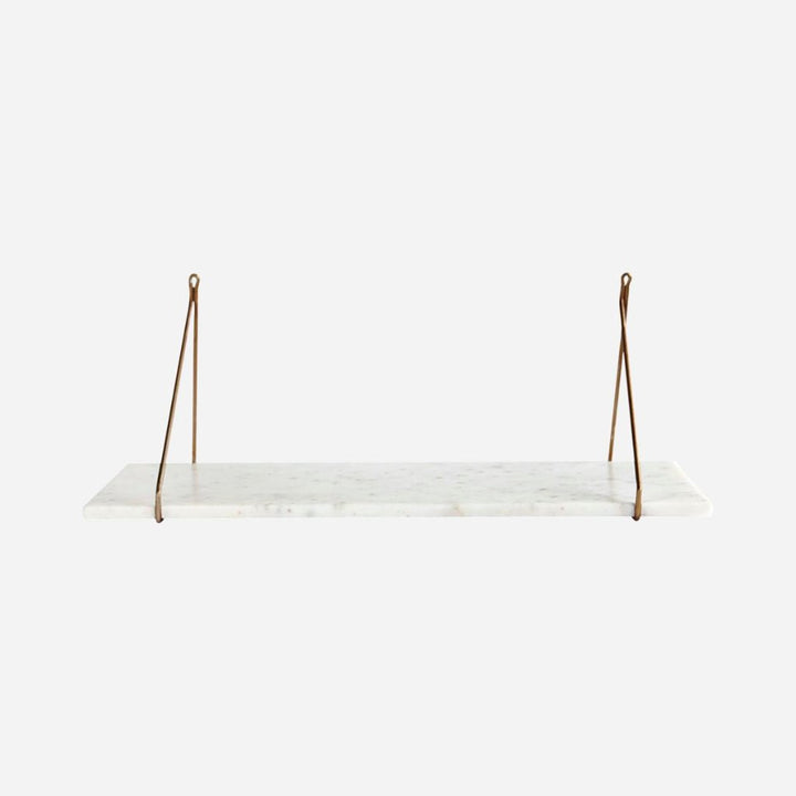 White Marble Shelf with Gold Brackets