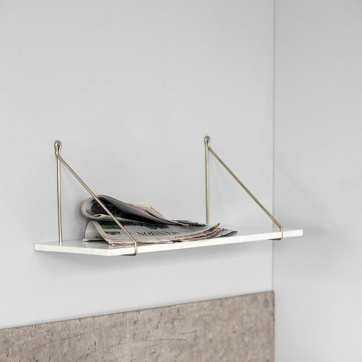 White Marble Shelf with Gold Brackets