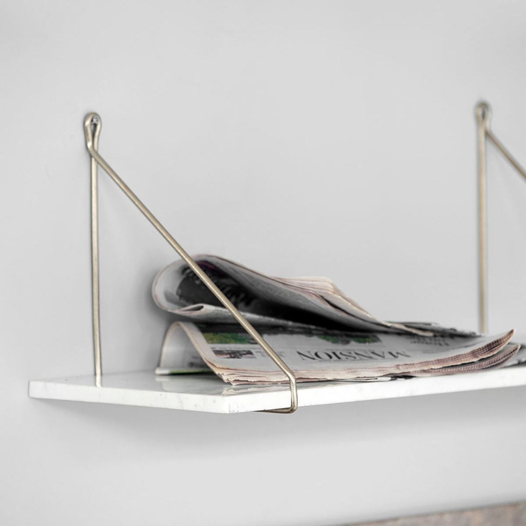 White Marble Shelf with Gold Brackets