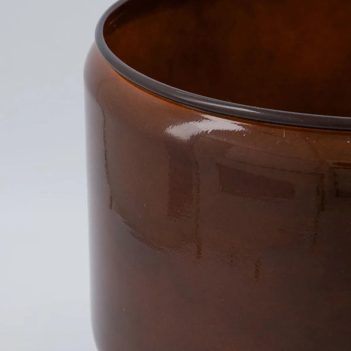 Set of 2 Brown Glazed Metal Planters