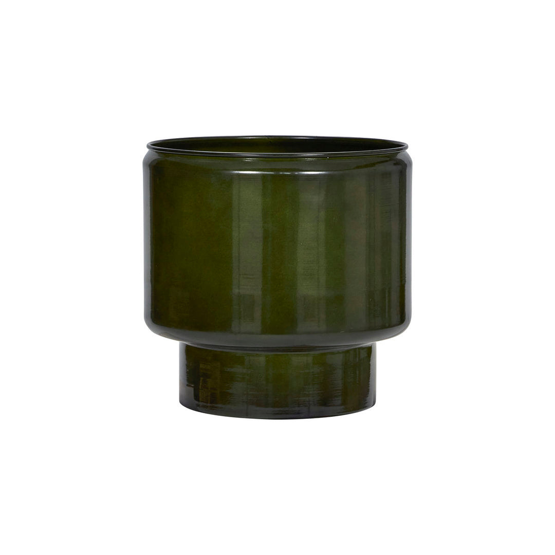 Dark Green Glazed Metal Planters