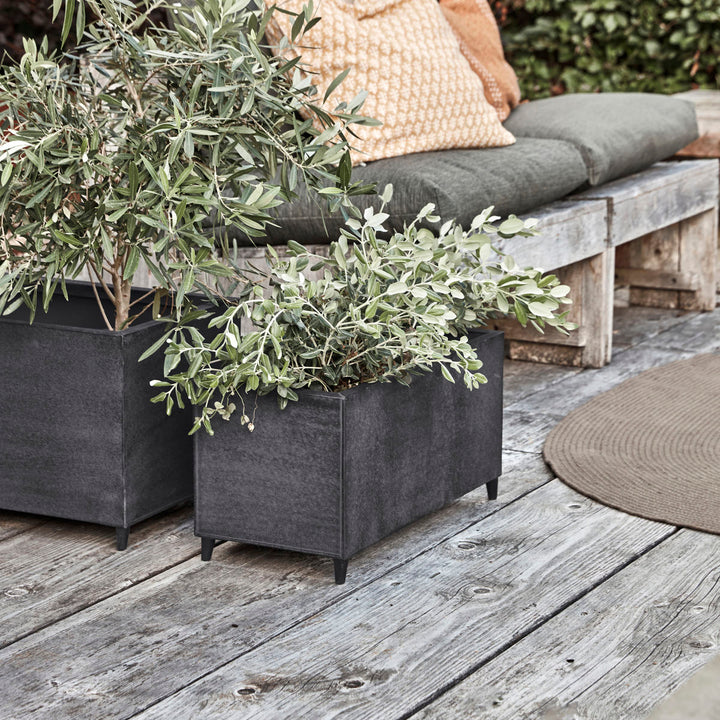 Set of Two Rectangular Galvanised Metal Planters