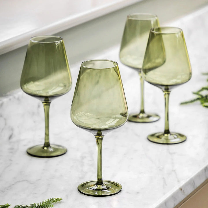 Wine Glass in Smokey Green Set of 4