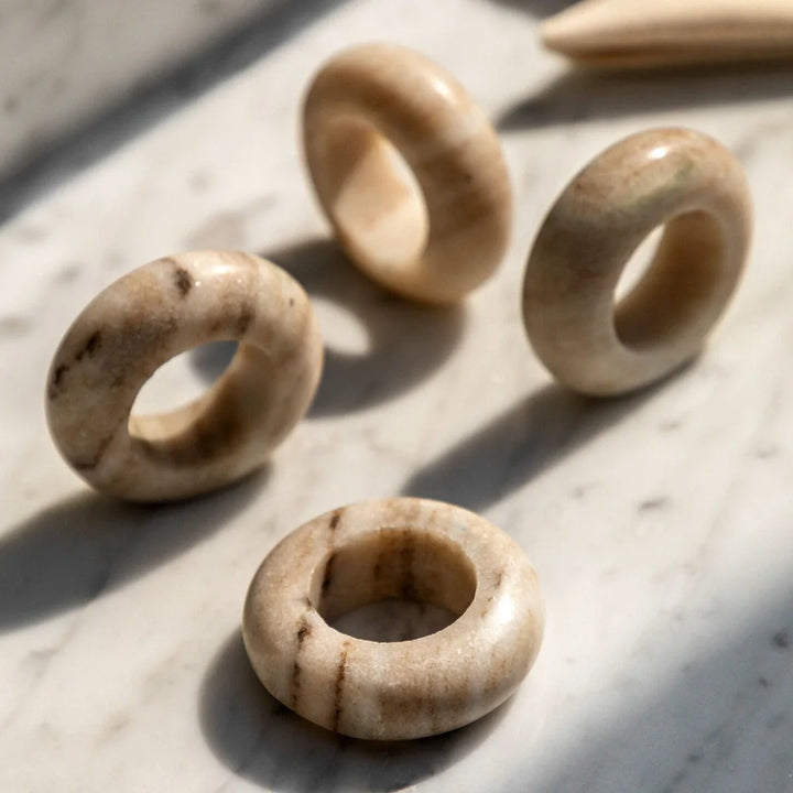 Marble Novi Napkin Rings Set of 4 in Beige