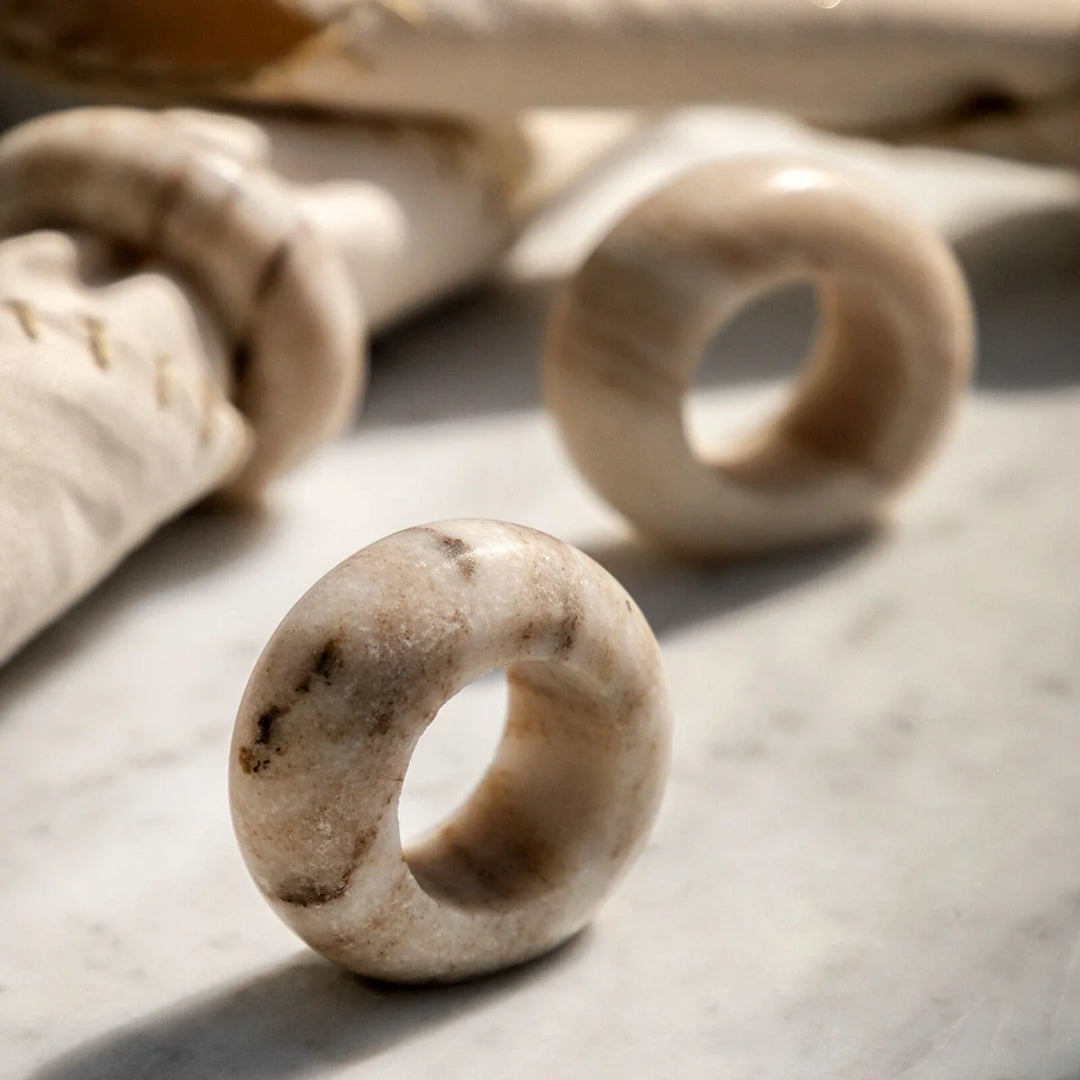 Marble Novi Napkin Rings Set of 4 in Beige