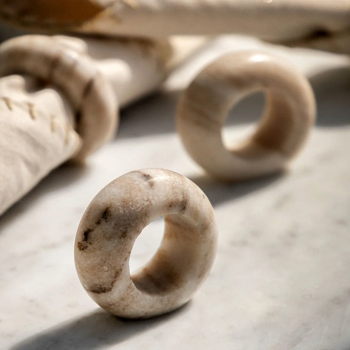 Marble Novi Napkin Rings Set of 4 in Beige