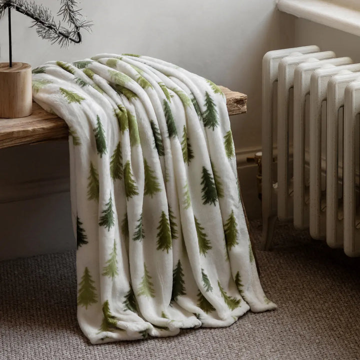 Woodland Tree Printed Fleece Throw