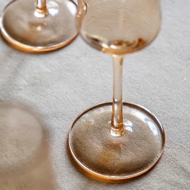 Flute Glass in Amber Set of 4