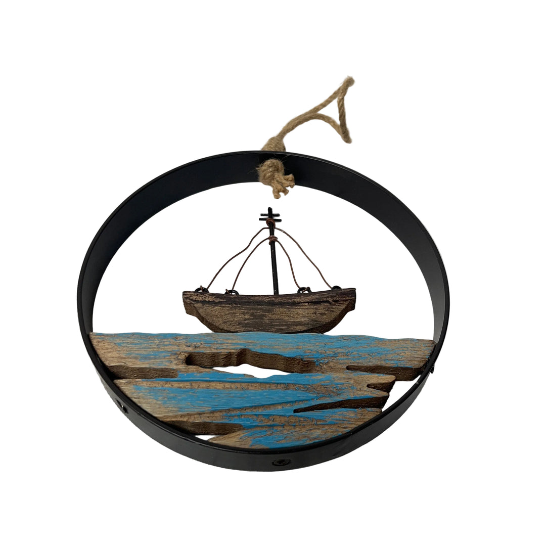 Hanging Boat in Metal Ring Decor
