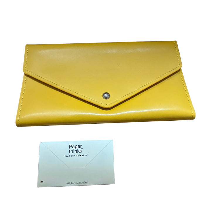 Yellow Leather Travel Envelope Purse