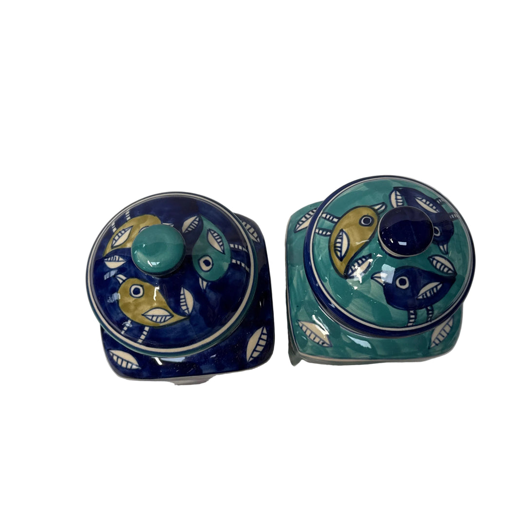 Pair of Song bird Jars