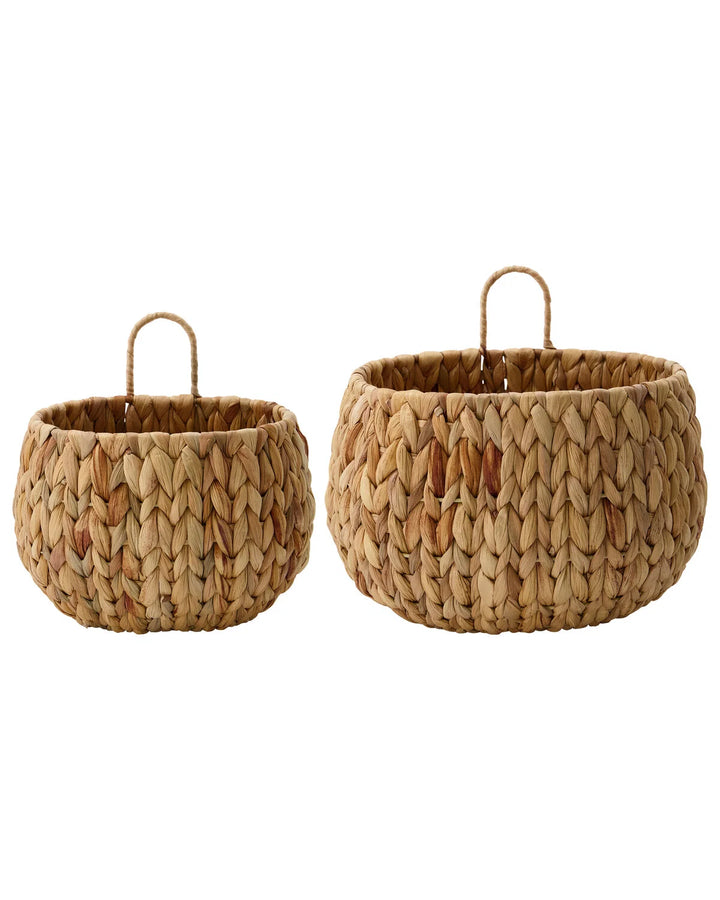 Set of 2 Water Hyacinth Handwoven Baskets