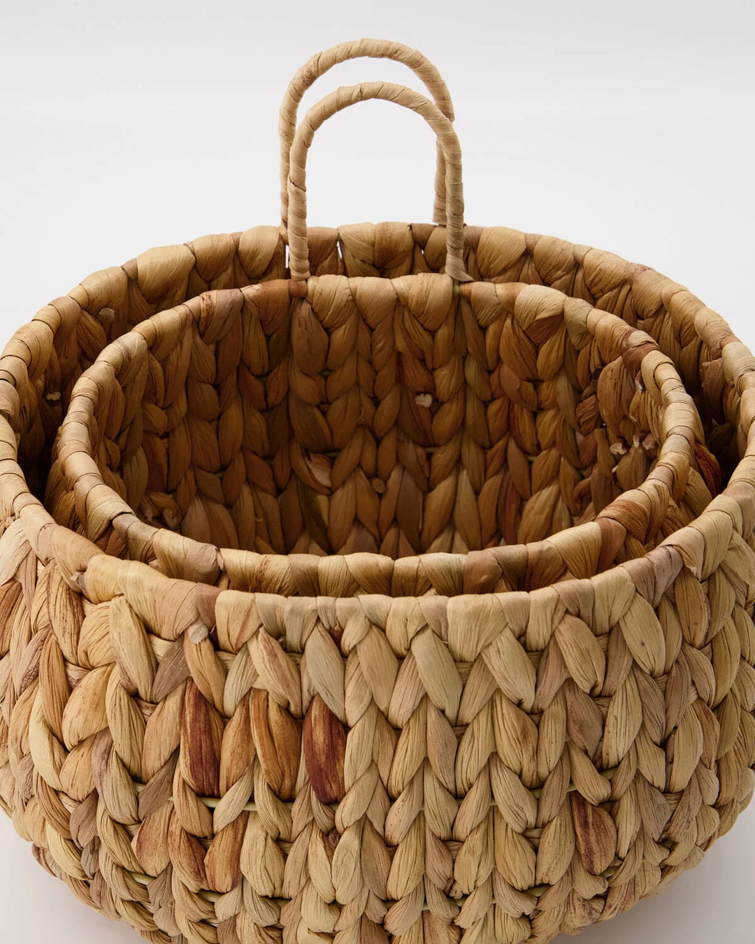 Set of 2 Water Hyacinth Handwoven Baskets