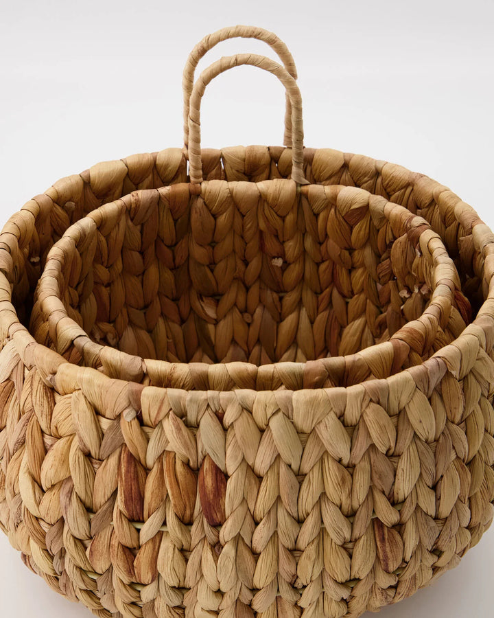 Set of 2 Water Hyacinth Handwoven Baskets