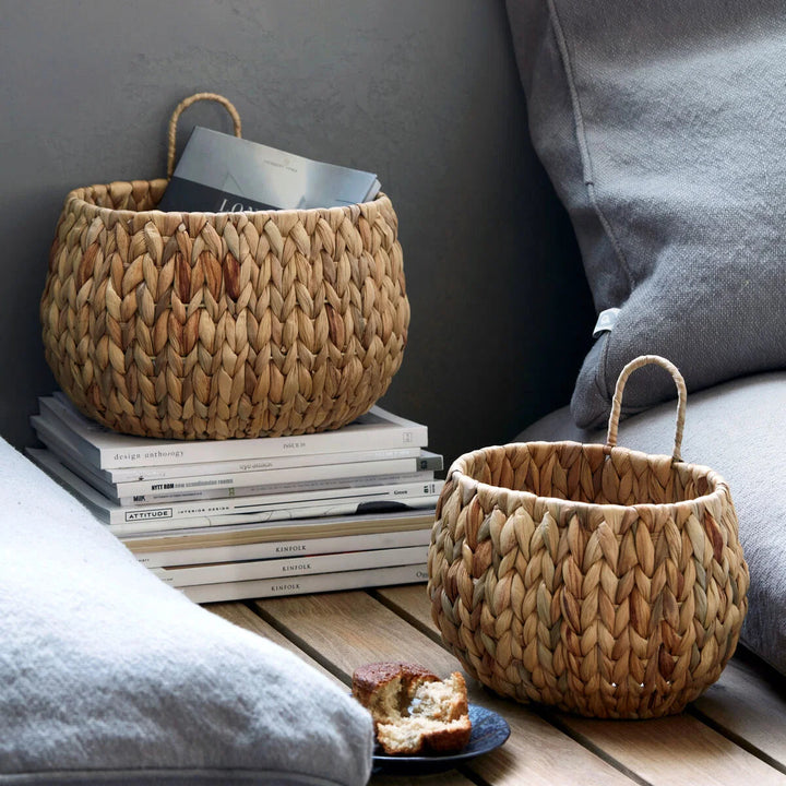 Set of 2 Water Hyacinth Handwoven Baskets