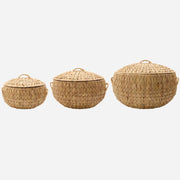 Set Of Three Handwoven Hyacinth Baskets