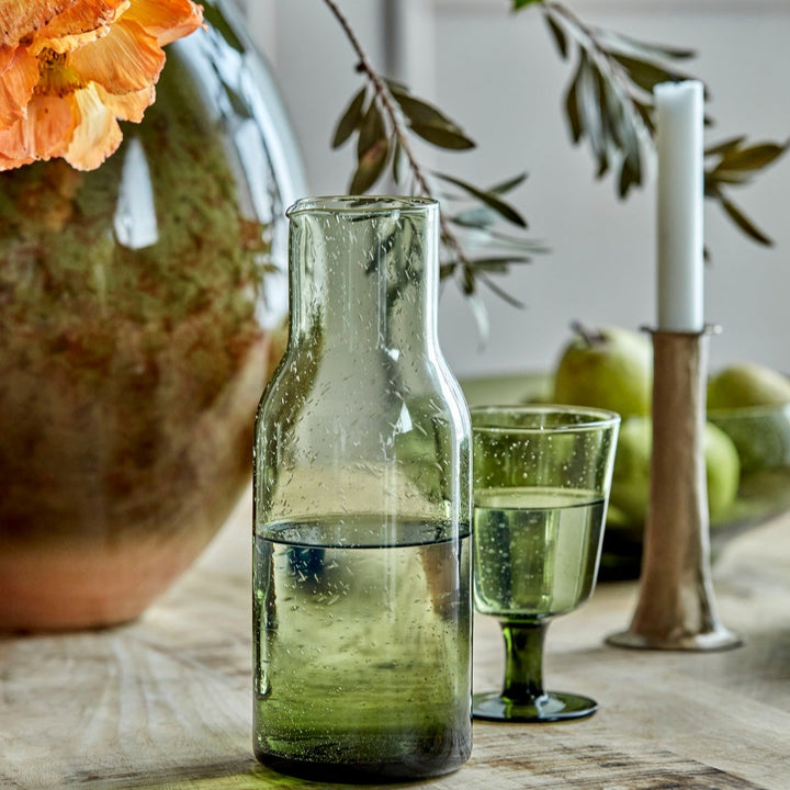 Glass Bubble Carafe in Green